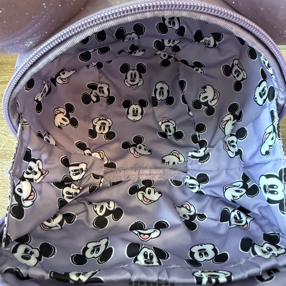 NWT Loungefly Purple Glitter Mickey Mouse Head Crossbody bag - Picture 3 of 5